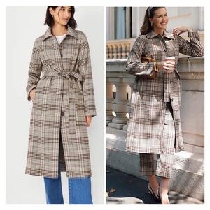 Ann Taylor Plaid Mac Coat Heavyweight Trench Coat